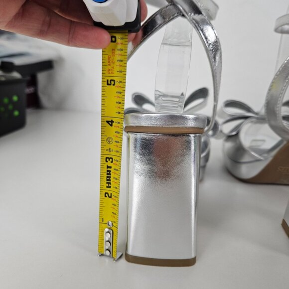 Dream Pairs Womens Bow Platform Chunky Open Toe Sandals Silver Size 9 Party - Picture 12 of 14